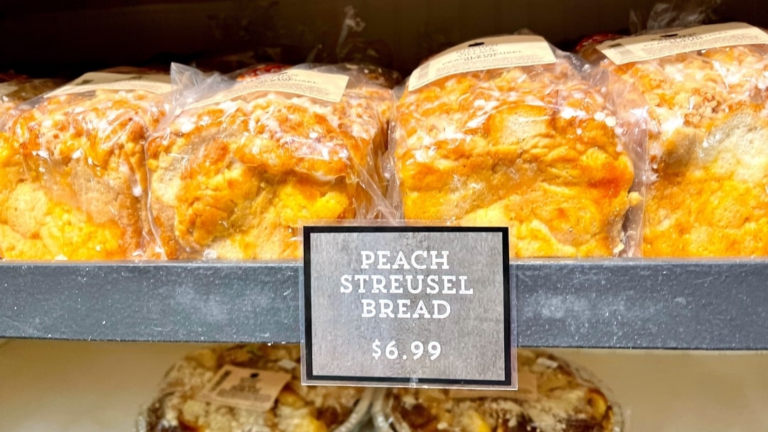 Peach Streusel Bread  at the Bake Shop in a Intercourse, PA